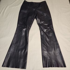 Vintage y2k Cache Black Lambskin Leather Flare Bootcut Pants sz 8